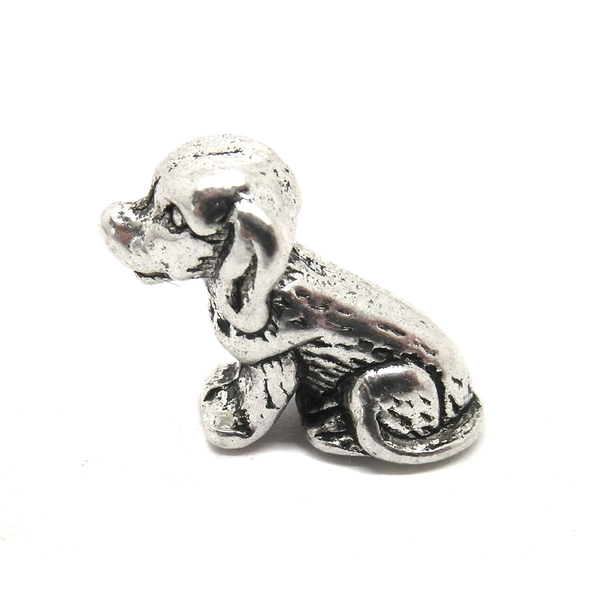 10 Sitting Puppy Charm - Antique Silver - 16.5mm x 14mm Charms Julz Beads 