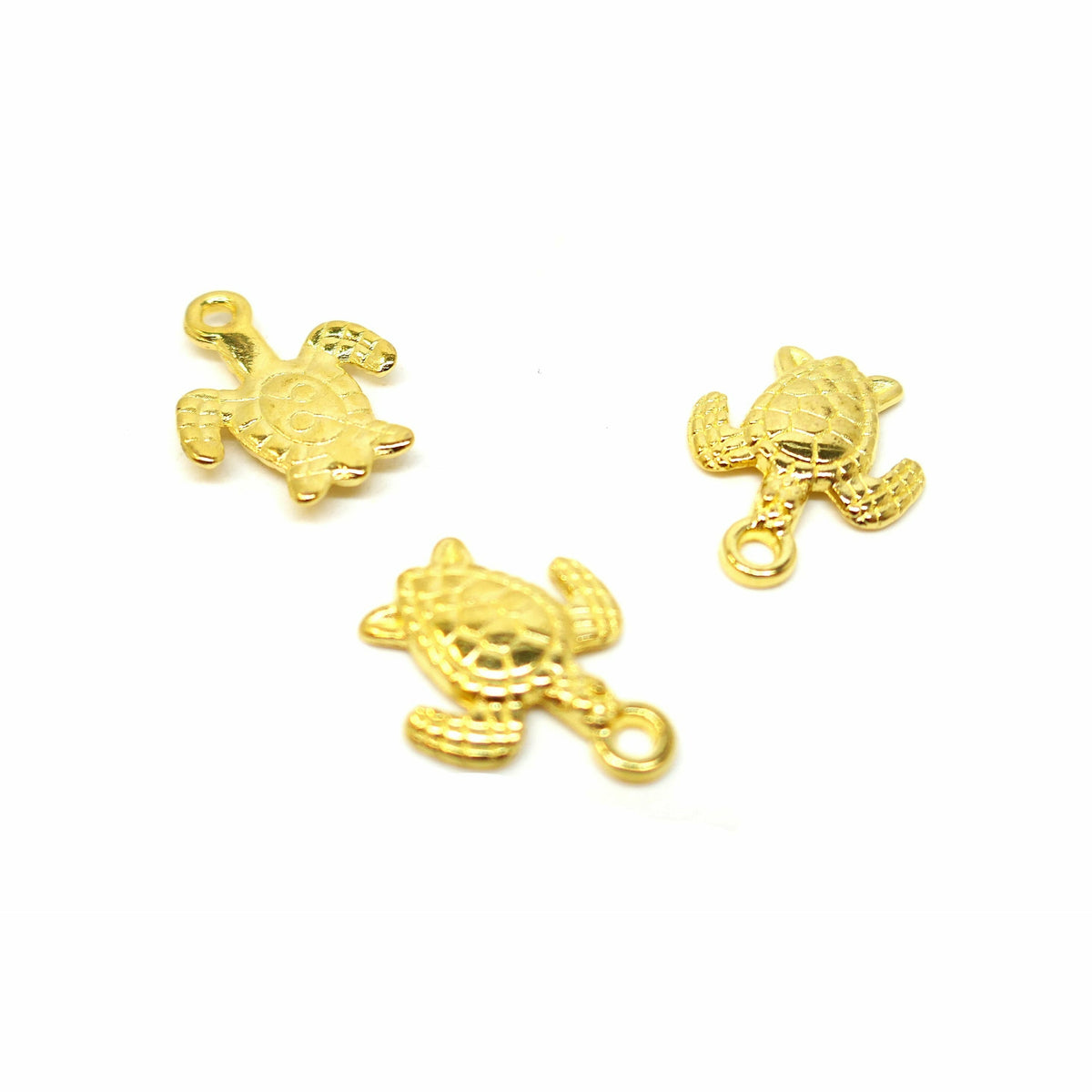 10 Tortoise Turtle Charms - Gold Plated - 16mm x 12mm - Sea life Ocean - P00933 Charms Julz Beads 