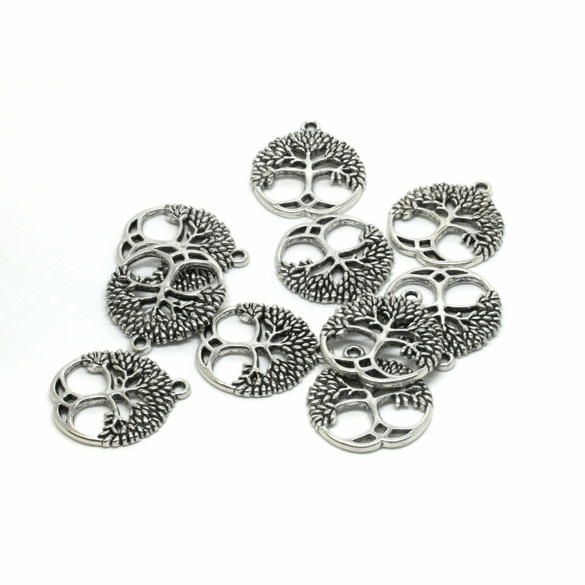 10 Tree of Life Charms - Silver Tone - 26mm x 23mm Charms Julz Beads 