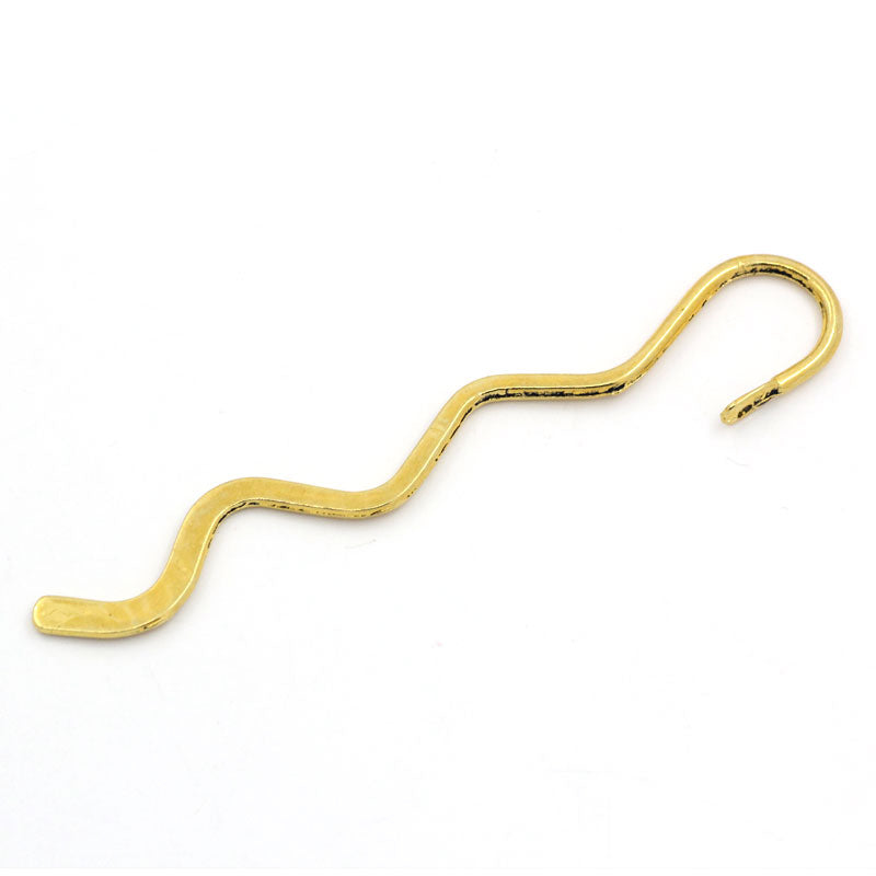10 Wavy Bookmarks - 84mm - Gold Plated Bookmarks Julz Beads 