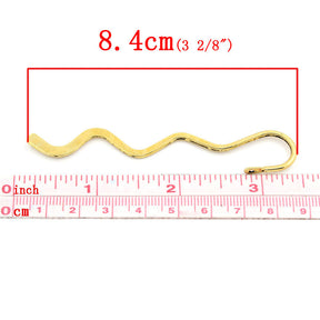 10 Wavy Bookmarks - 84mm - Gold Plated Bookmarks Julz Beads 