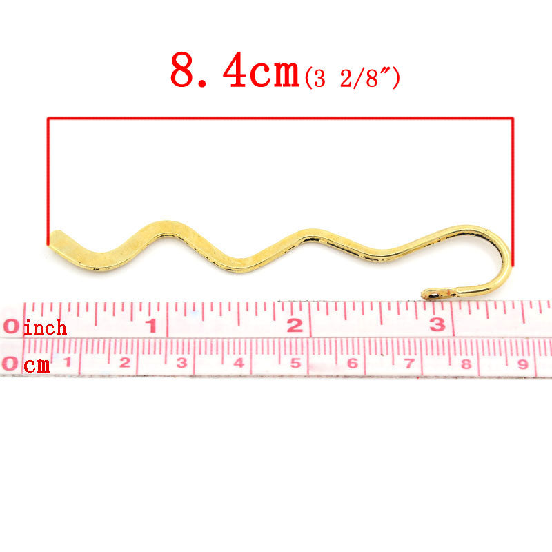 10 Wavy Bookmarks - 84mm - Gold Plated Bookmarks Julz Beads 