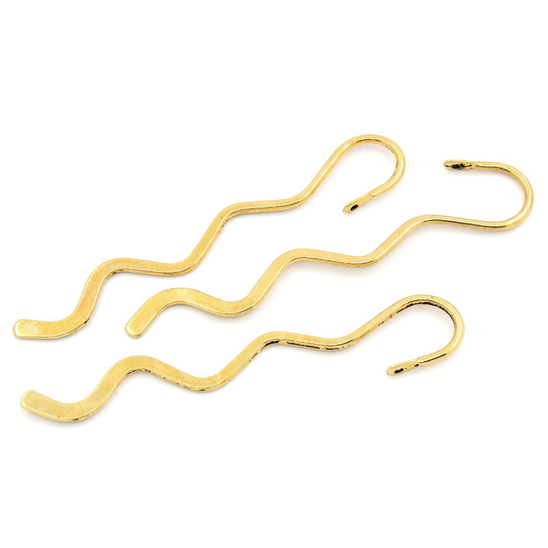 10 Wavy Bookmarks - 84mm - Gold Plated Bookmarks Julz Beads 
