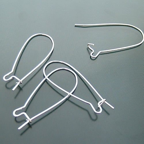 100 (50 Pairs) Kidney Ear Wires - Silver Plated - 24mm Earring Blanks Julz Beads 