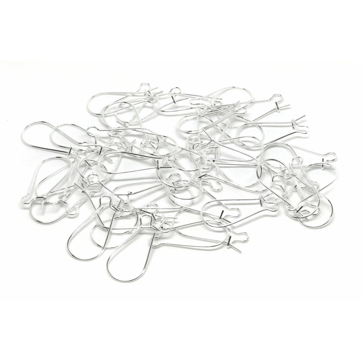 16mm Plastic Earring Hooks with 304 Stainless Steel Beads - Antique Silver  - 10pcs