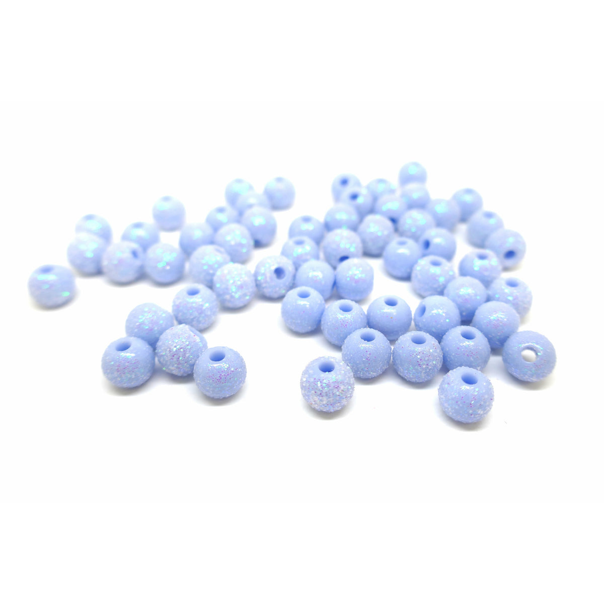 100 Acrylic Blue Beads Glitter Powder - 8.5mm Acrylic Julz Beads 