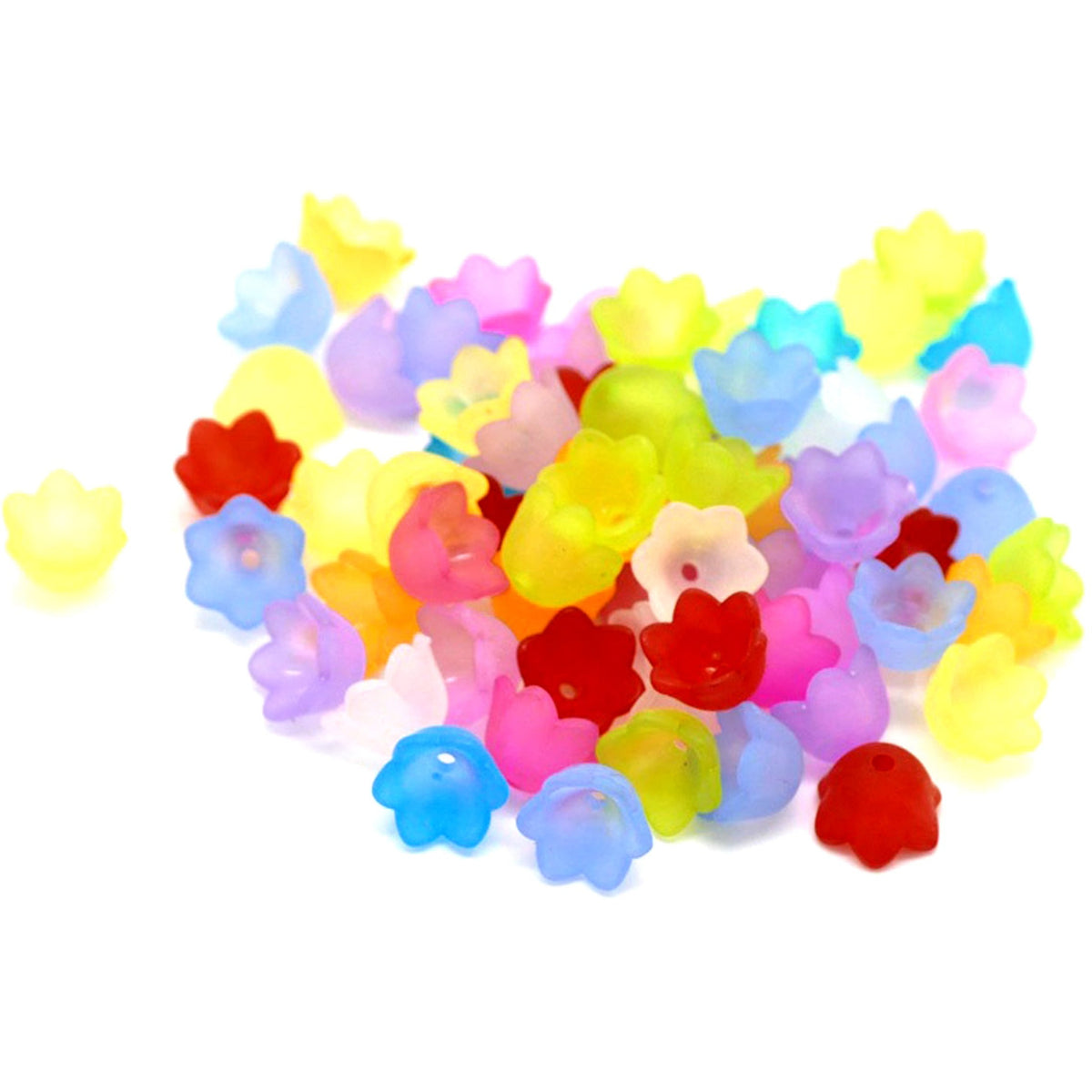 100 Acrylic Frosted Flower Bead Caps -10mm x 6mm Bead Caps Julz Beads 