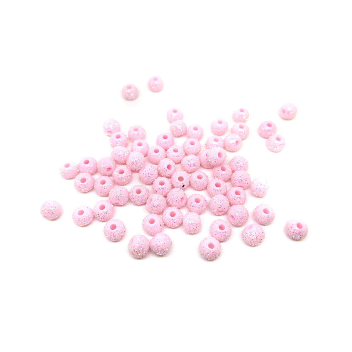 100 Acrylic Pink Beads Glitter Powder - 8.5mm Acrylic Julz Beads 