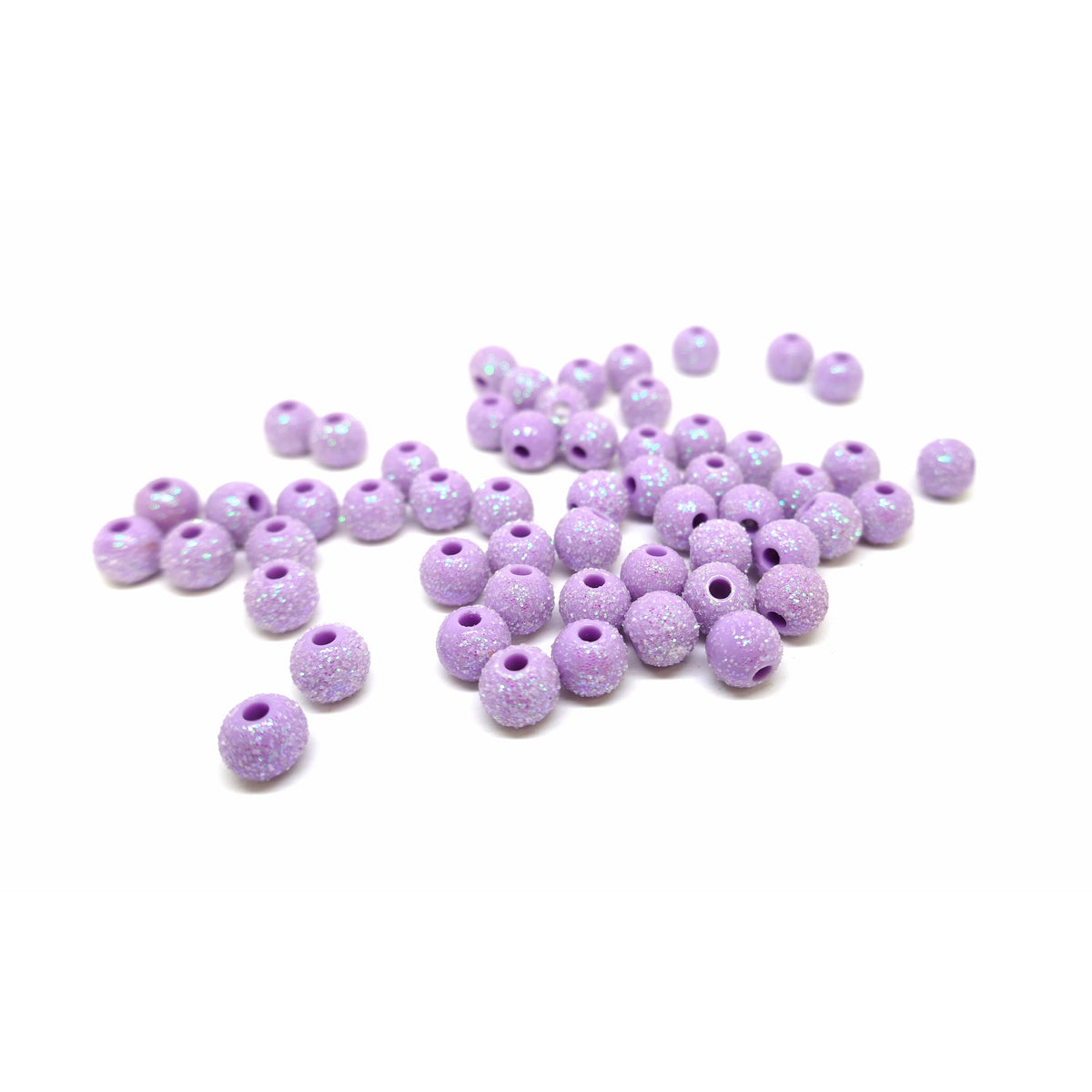 100 Acrylic Purple Beads Glitter Powder - 8.5mm Julz Beads 
