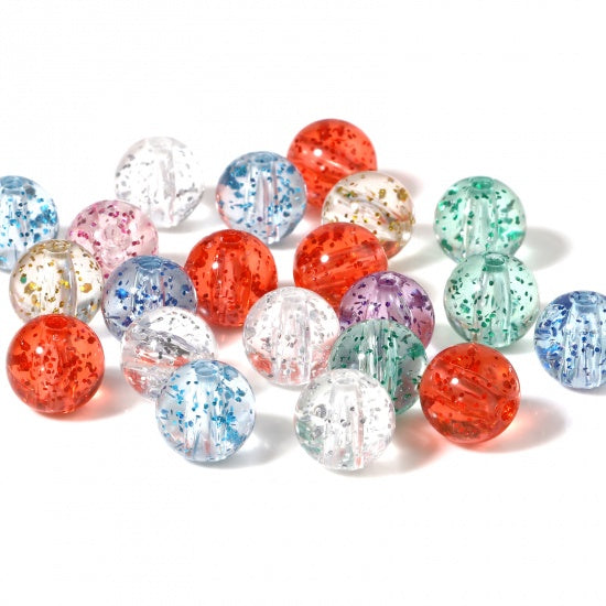 100 Acrylic Round Glitter Bead Mix - 10mm Acrylic Julz Beads 