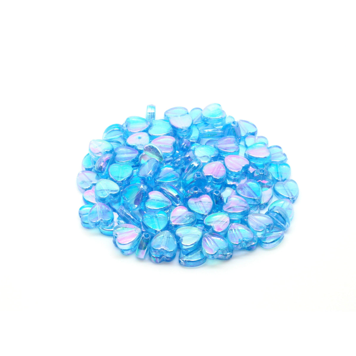 100 Acrylic Turquoise AB Heart Beads - 8mm Acrylic Julz Beads 
