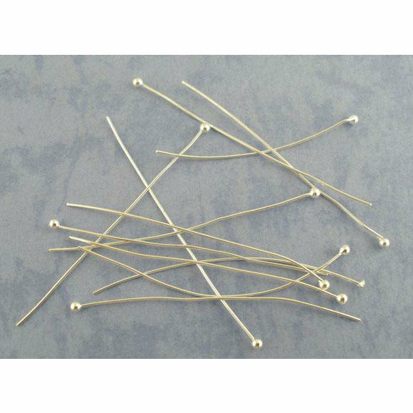100 Ball Pins - 50mm x 0.5mm - Soft - Silver Plated Eye Pins & Head Pins Julz Beads 