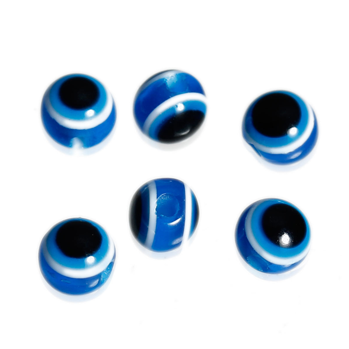 6mm 8mm 10mm Blue Round Spacer Beads Evil Eye Beads Stripe Resin