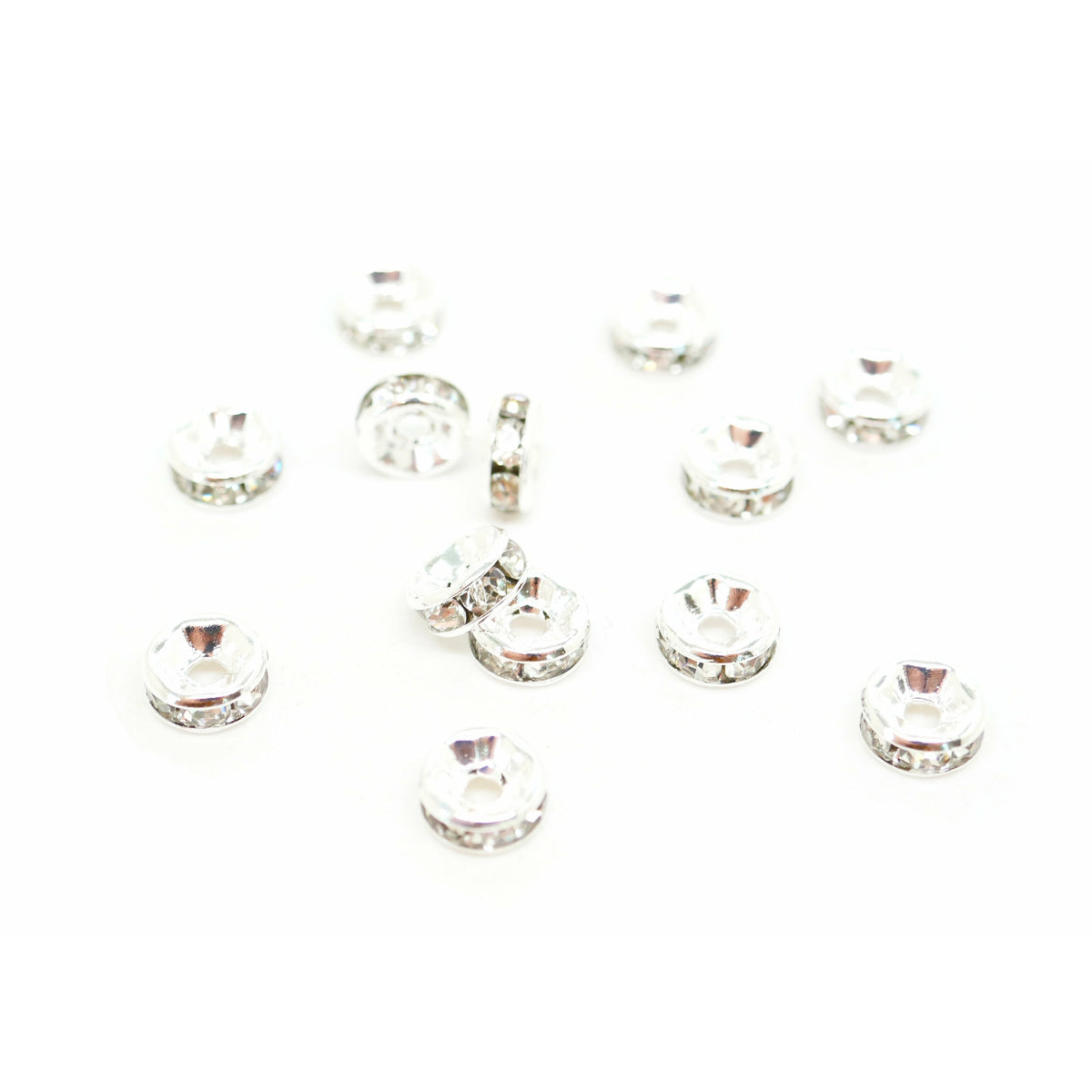 100 Clear Rhinestone Rondelle Spacer Beads - 6mm Julz Beads 