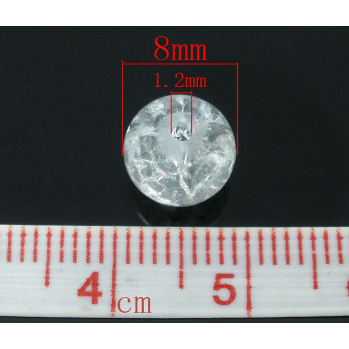 100 Clear/Translucent Glass Crackle Beads - 8mm Glass Julz Beads 