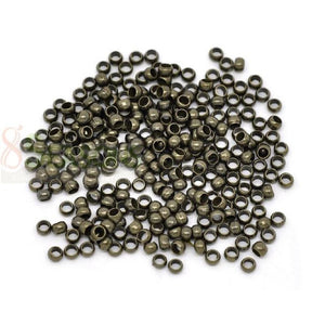 100 Crimp Beads - Antique Bronze Tone - 3mm Crimp Beads & Covers Julz Beads 