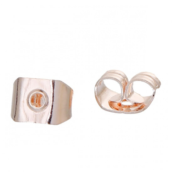 100 Earring Backs - Rose Gold - 5mm x 4mm Findings Julz Beads 