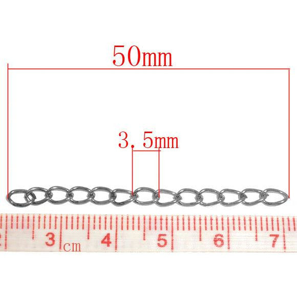 100 Extender Chains - Antique Silver Plated - 50mm Chains Julz Beads 