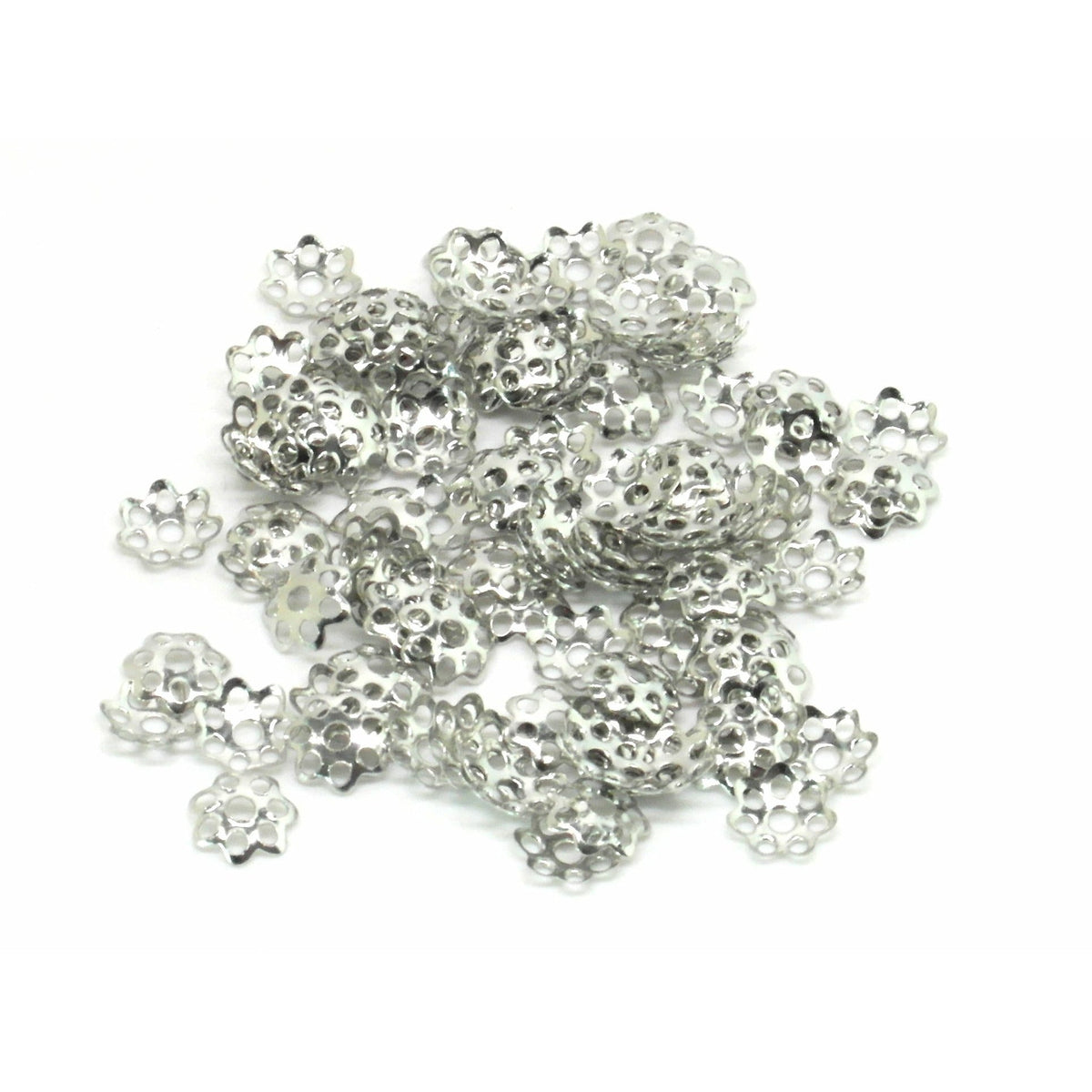10 Flower Spacer Beads - Antique Silver - 6mm beads – Findings On