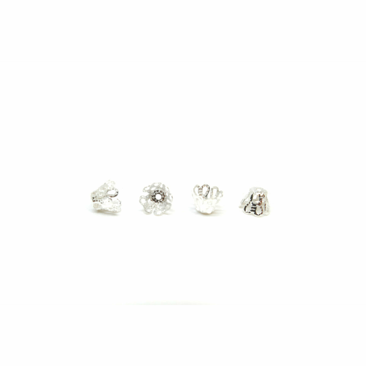 100 Flower Bead Caps Cups - Silver Plated- 6mm Bead Caps Julz Beads 