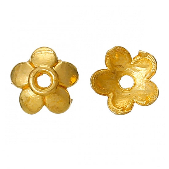 100 Flower Bead Caps - Gold Plated - 6mm Bead Caps Julz Beads 