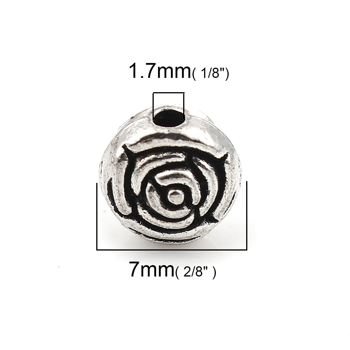 100 Flower Spacer Beads - Antique Silver Tone - 7mm Metal Julz Beads 
