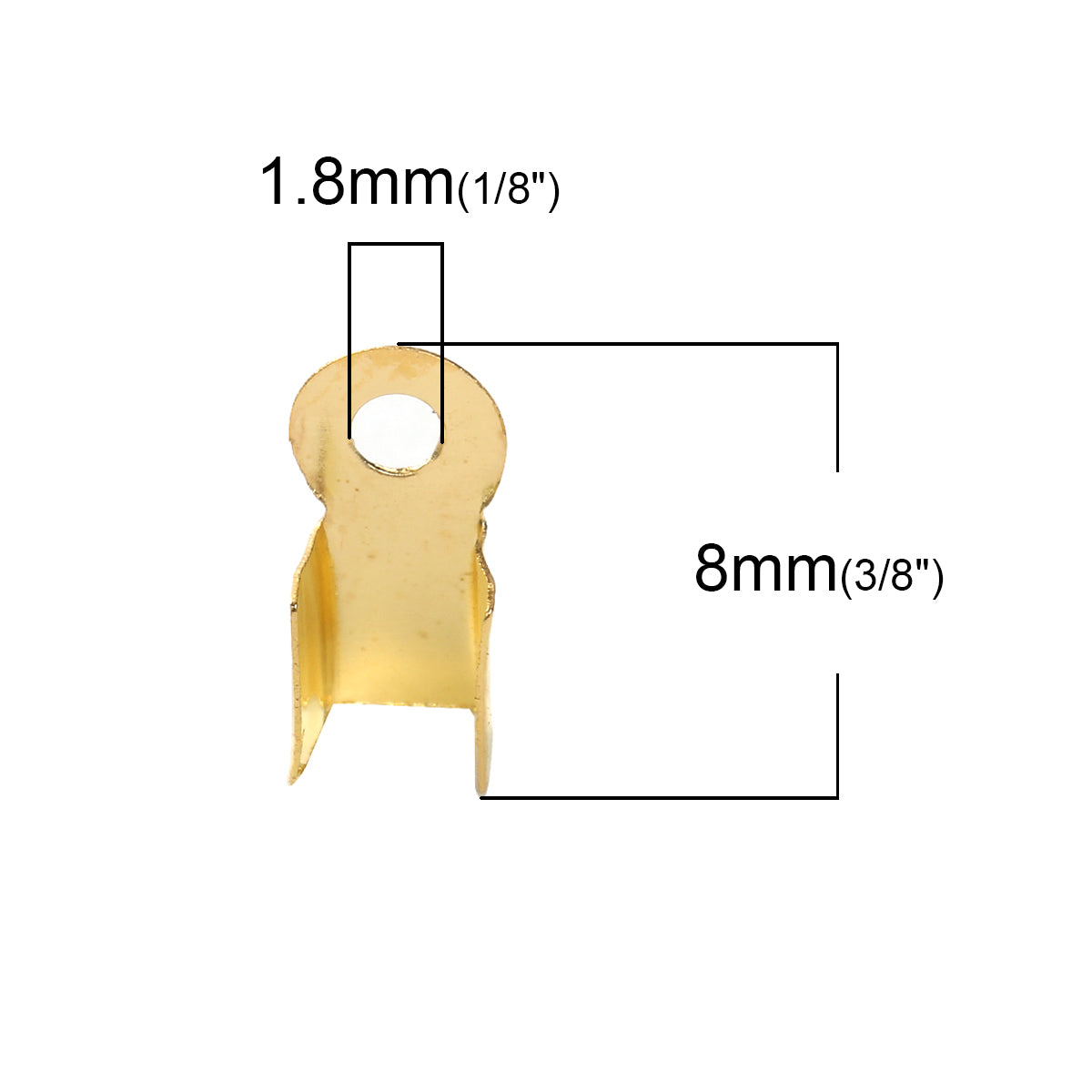 100 Folding Cord Ends/Tips Necklace Tips - Gold Plated - 8mm x 4mm Cord Ends Julz Beads 