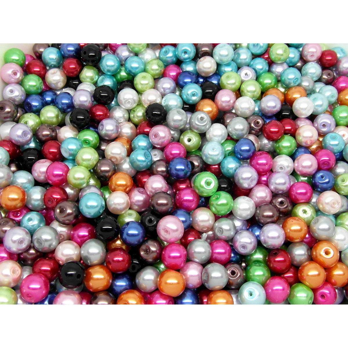 100 Glass Pearl Beads - Mixed Colours - 7-8mm Pearl Julz Beads 
