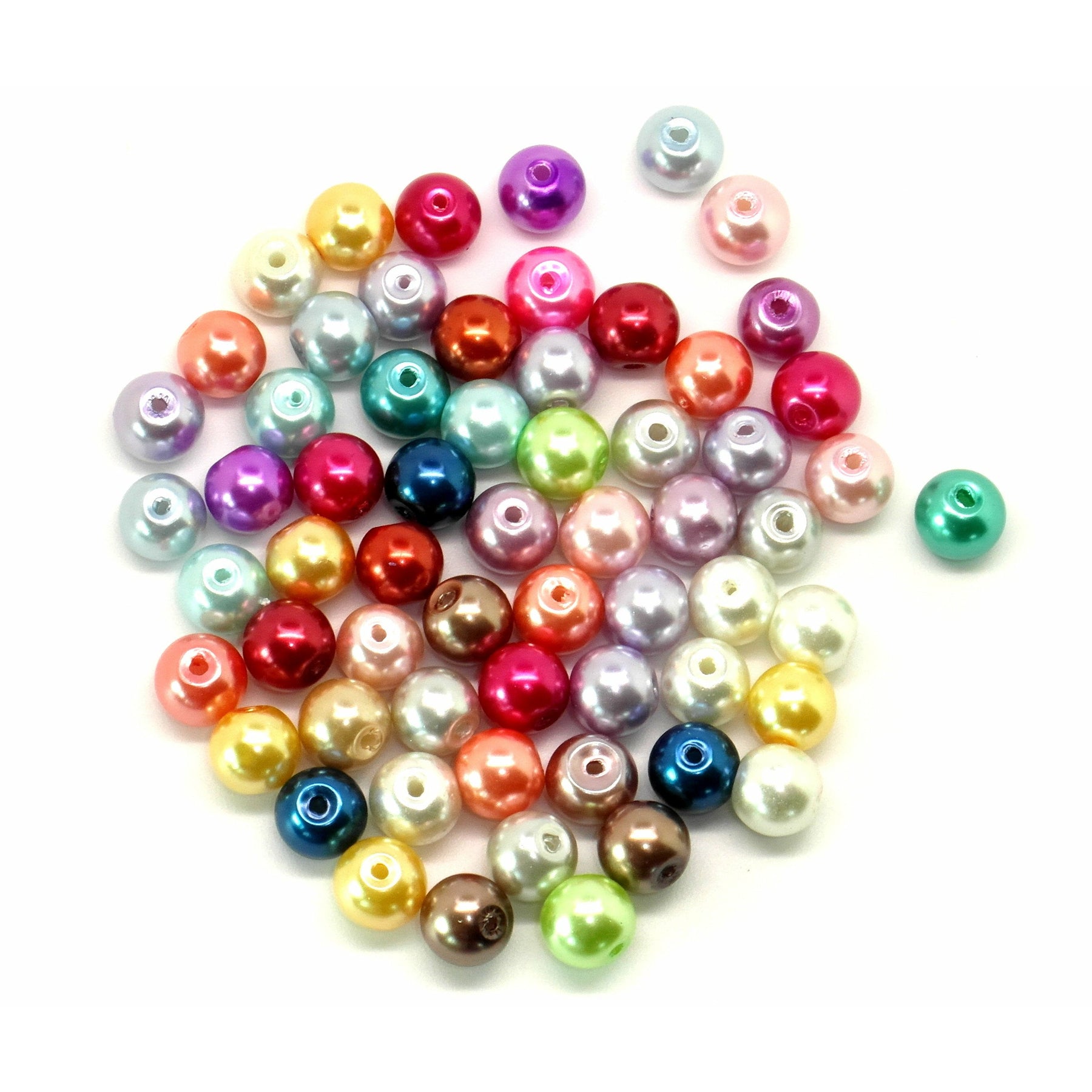 Imitation Pearl Glass Round Beads - Mixed Colours - 8mm | Julz Beads