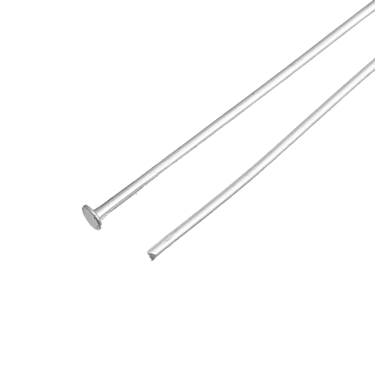 100 Head Pins - 50mm x 0.7mm - Silver Plated Eye Pins & Head Pins Julz Beads 