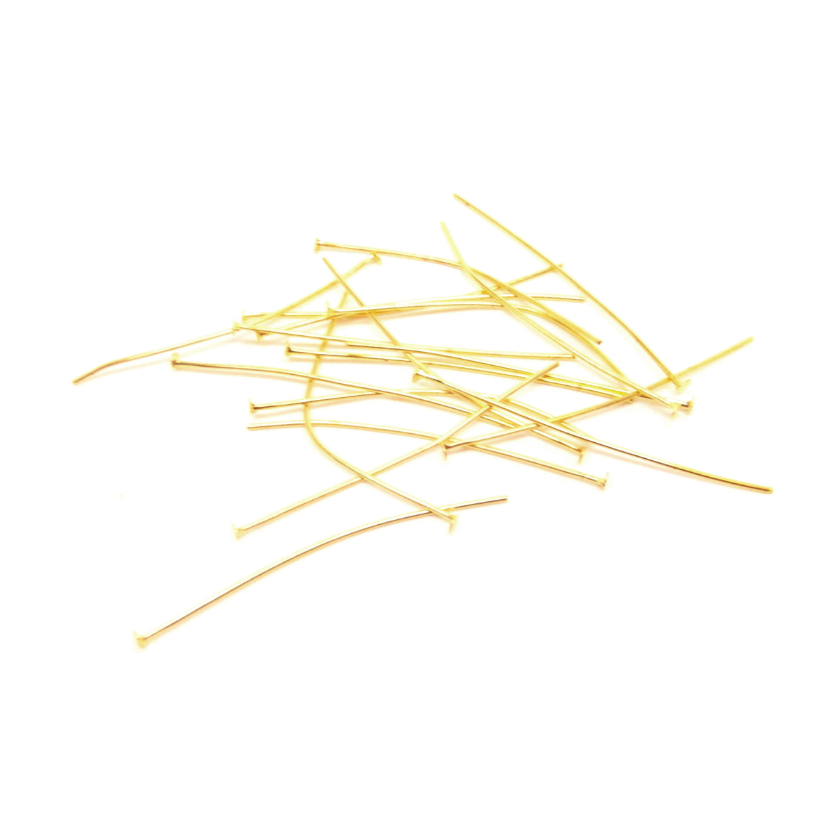 100 Head Pins - 50mm x 0.8mm - Gold Plated Eye Pins & Head Pins Julz Beads 