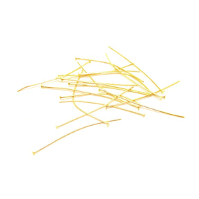 100 Head Pins - 50mm x 0.8mm - Gold Plated Eye Pins & Head Pins Julz Beads 
