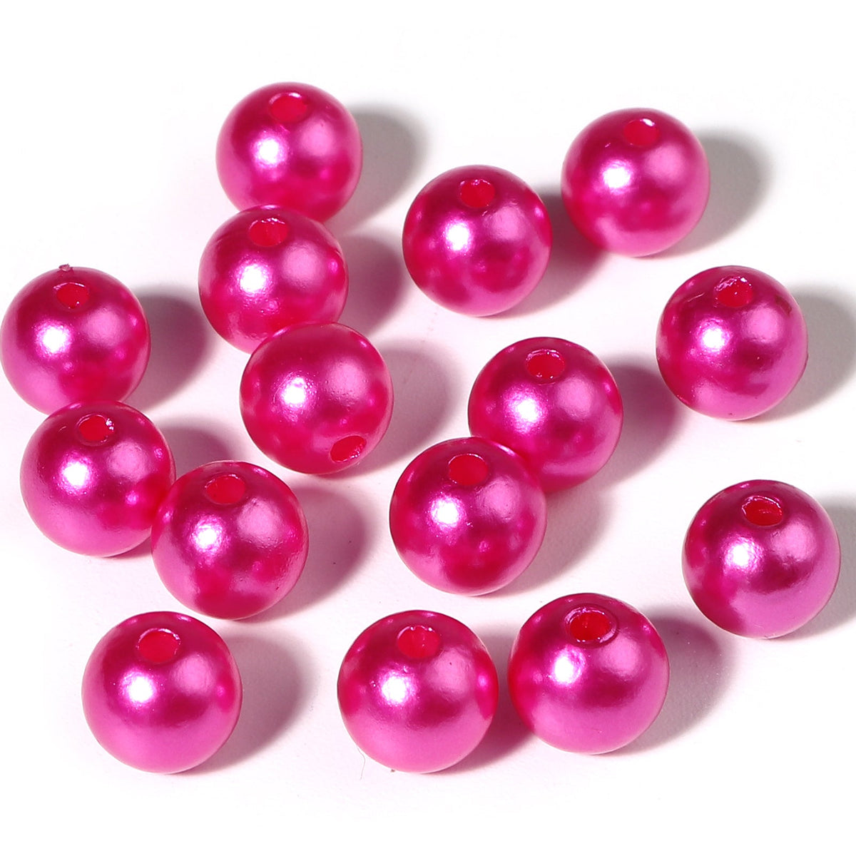 100 Hot Pink Acrylic Round Pearls - 8mm Acrylic Julz Beads 
