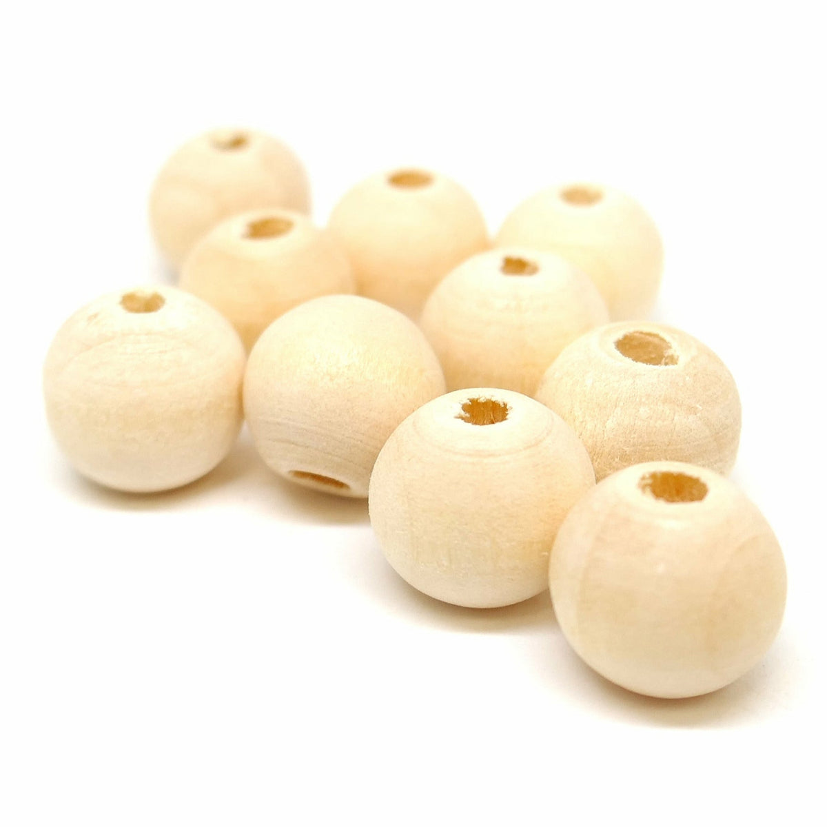 100 Natural Untreated Round Wooden Beads - 12mm Wood Julz Beads 