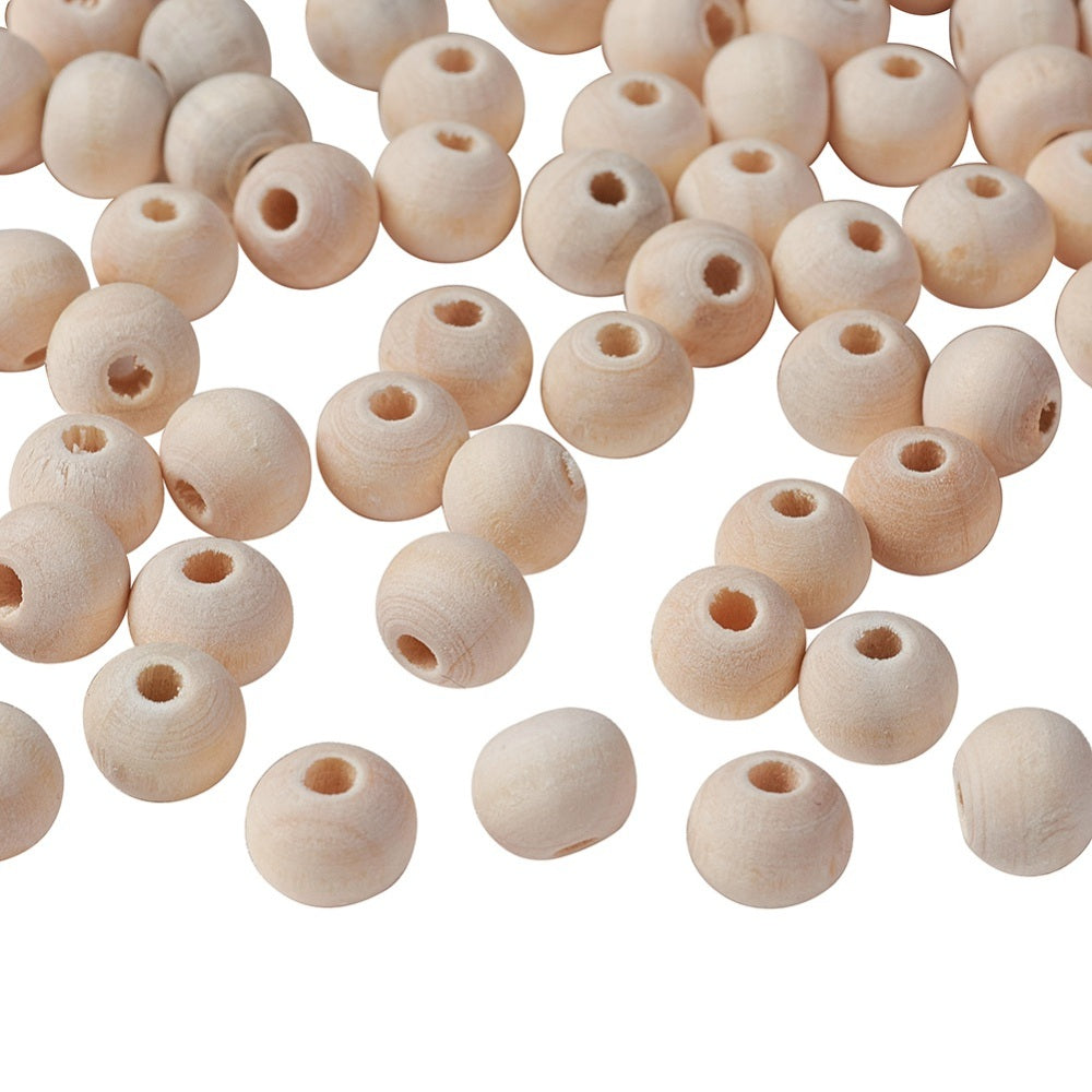 100 Natural Untreated Round Wooden Beads - 12mm Wood Julz Beads 