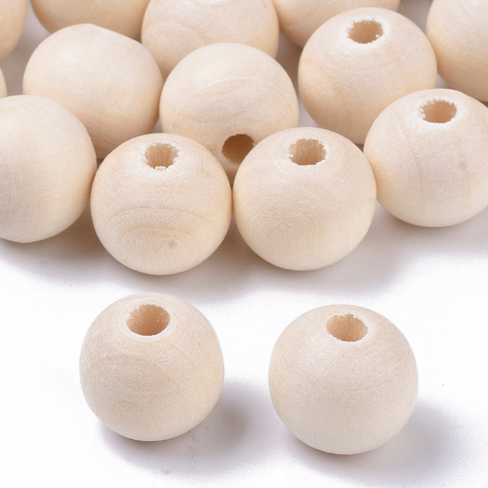 100 Natural Untreated Round Wooden Beads - 8mm Wood Julz Beads 