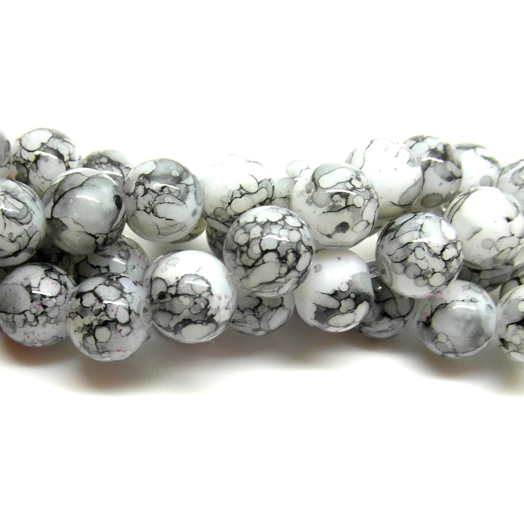 100 Two Tone Crackle Glass Beads - 8mm, Julz Beads