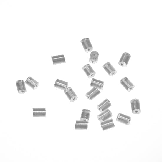 100 Silicone Earring Backs - Cylinder - 4mm x 3mm Findings Julz Beads 