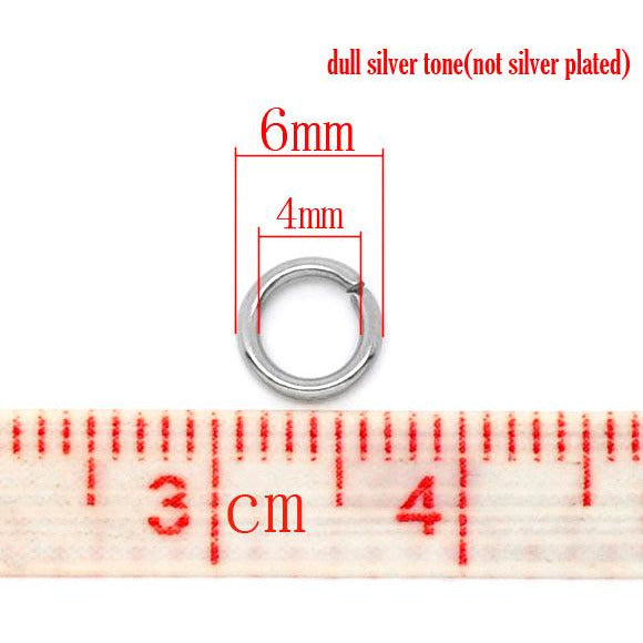 100 Stainless Steel Jump Rings - Open - Antique Silver Tone - 6mm Jump Rings Julz Beads 