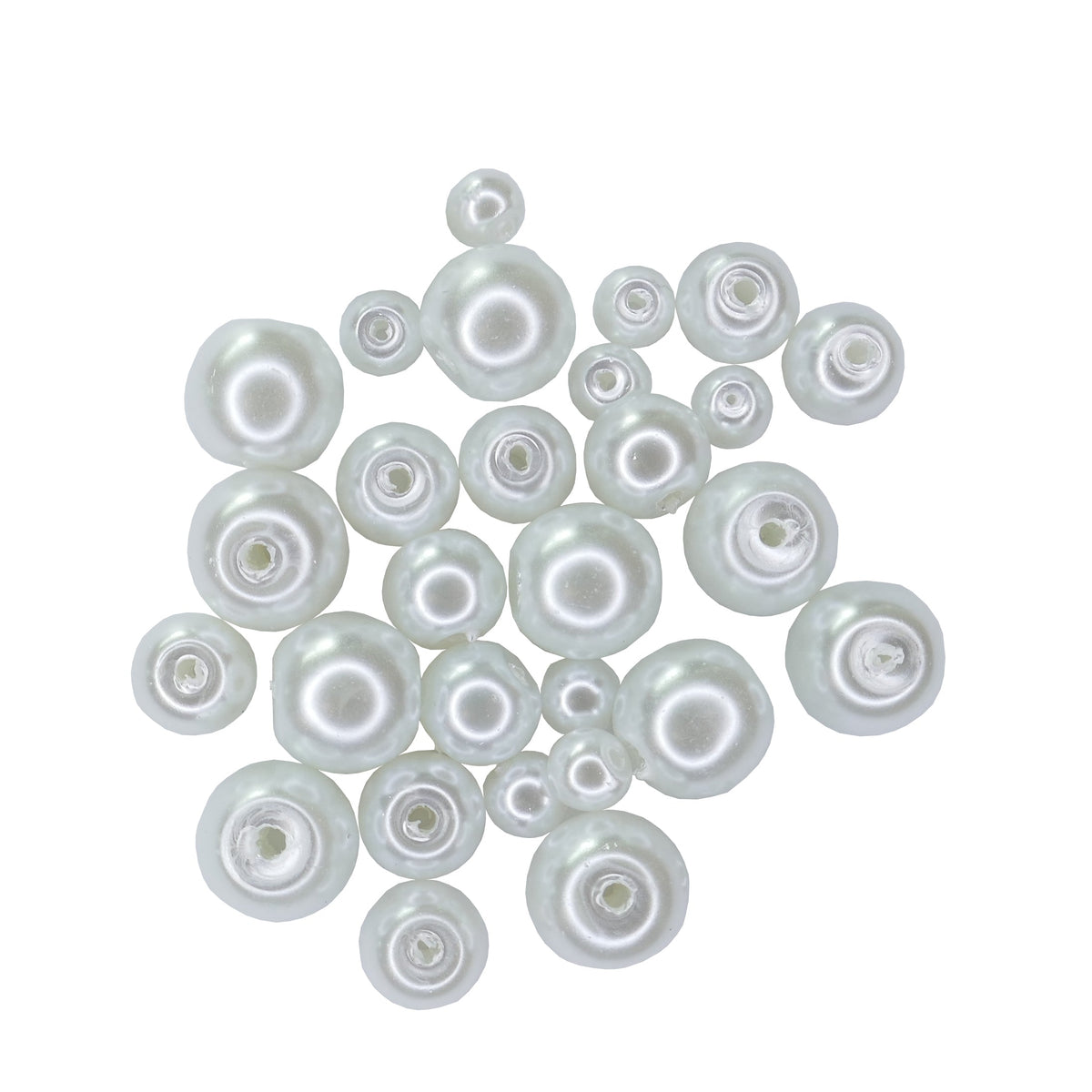 100 White Glass Imitation Pearl Beads - Mix of Sizes Julz Beads 