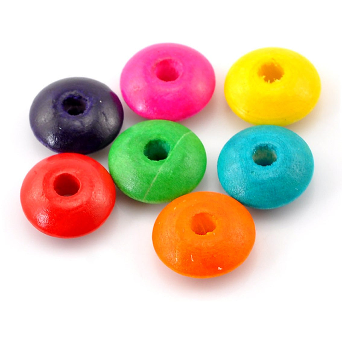 100 Wooden Abacus Beads - Mixed Colours - 14mm x 6mm Wood Julz Beads 
