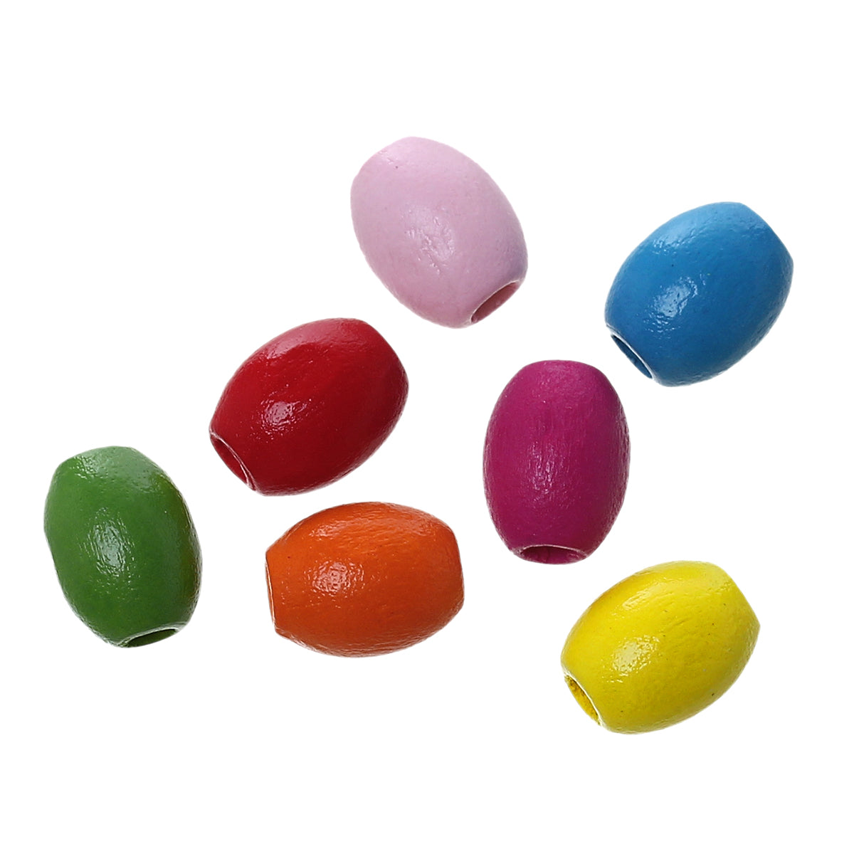100 Wooden Barrel Beads - Maple Painted - Mixed Colours - 10mm x 8mm Wood Julz Beads 