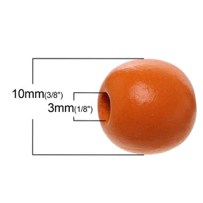 100 Wooden Round Beads- Mixed Colours - 10mm x 9mm Wood Julz Points 