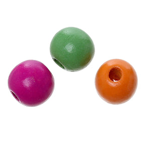 100 Wooden Round Beads- Mixed Colours - 10mm x 9mm Wood Julz Points 