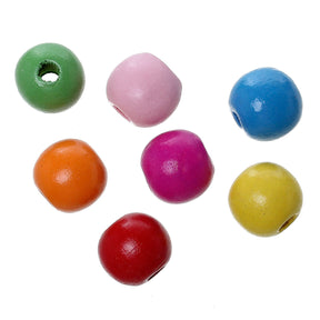 100 Wooden Round Beads- Mixed Colours - 10mm x 9mm Wood Julz Points 