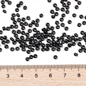 10g MIYUKI Round Seed Beads - Opaque Black (RR401) - 3mm 8/0 Glass Julz Beads 