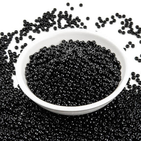 10g MIYUKI Round Seed Beads - Opaque Black (RR401) - 3mm 8/0 Glass Julz Beads 
