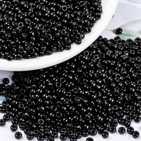 10g MIYUKI Round Seed Beads - Opaque Black (RR401) - 3mm 8/0 Glass Julz Beads 