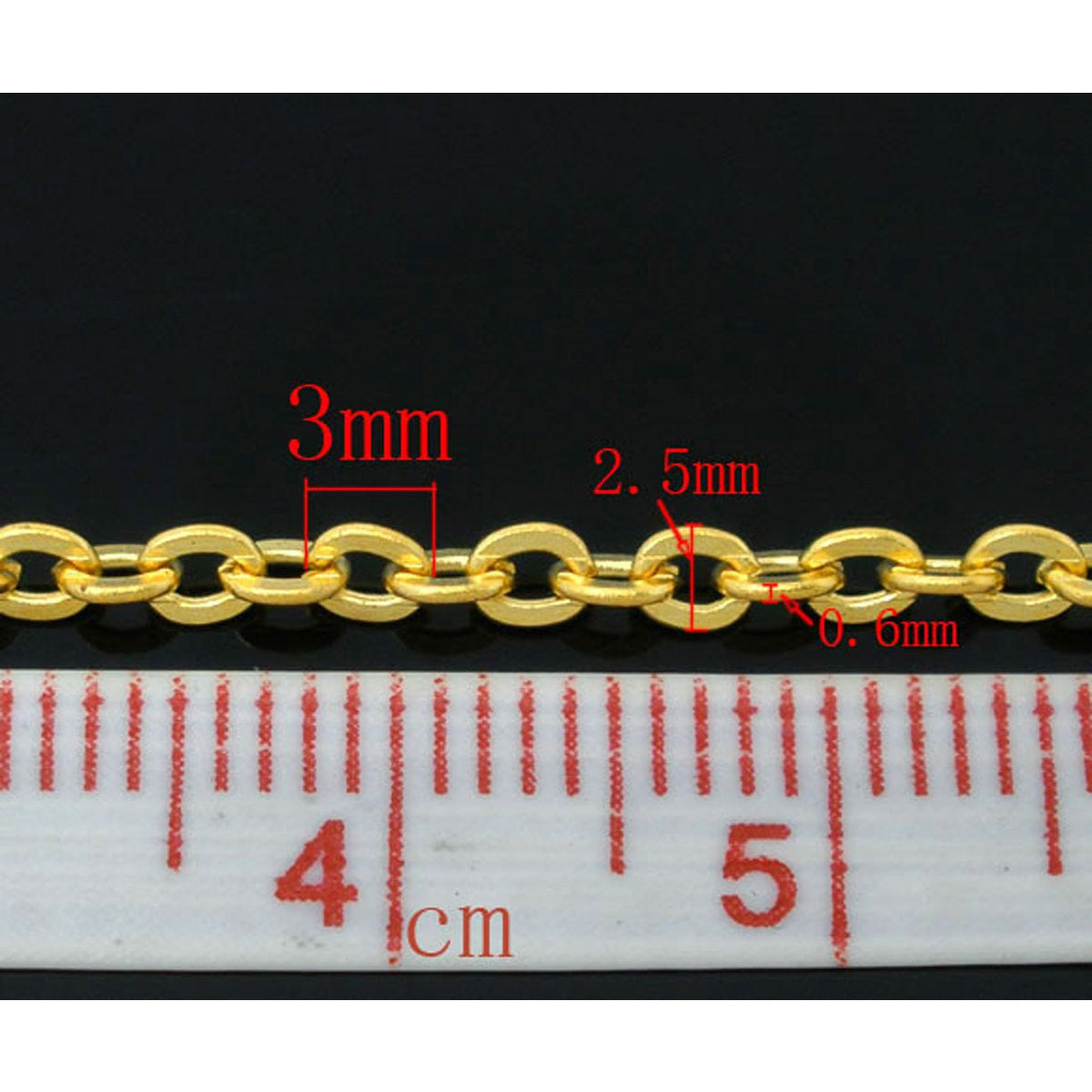 10M Cable Open Link Chain - Gold Plated - Link Size 3mm x 2.5mm Chains Julz Beads 