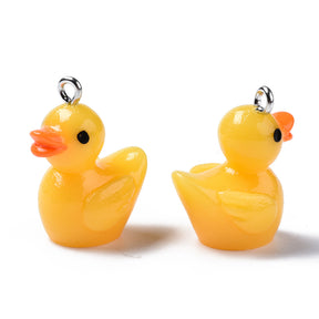 Yellow Rubber Duck Charms - Resin - 22mm - Pack of 10